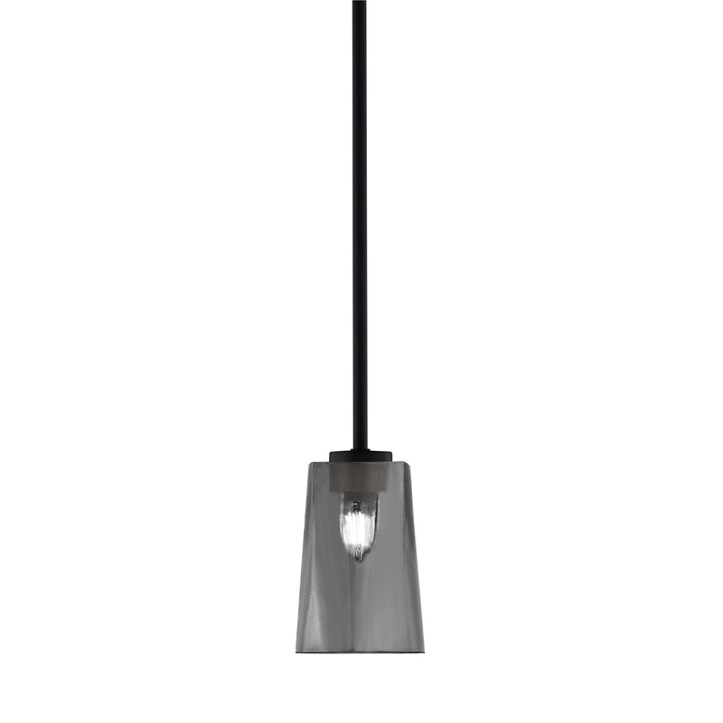 Toltec Atlas 5in 1-Light Mini Pendant | Modern Matte Black and Smoke Bubble Glass | Kitchen Island & Dining Room | Model 4501-MB-262