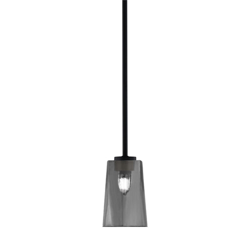 Toltec Atlas 5in 1-Light Mini Pendant | Modern Matte Black and Smoke Bubble Glass | Kitchen Island & Dining Room | Model 4501-MB-262
