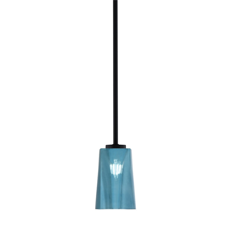 Toltec Atlas 5in 1-Light Mini Pendant | Modern Matte Black and Blue Gradient Glass | Kitchen Island & Dining Room | Model 4501-MB-265