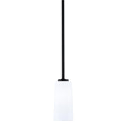Toltec Atlas 5in 1-Light Mini Pendant | Modern Matte Black and White Opal Glass | Kitchen Island & Dining Room | 5 x 5 x 10 in | Model 4501-MB-291