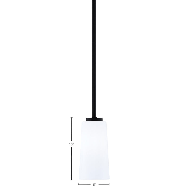 Toltec Atlas 5in 1-Light Mini Pendant | Modern Matte Black and White Opal Glass | Kitchen Island & Dining Room | 5 x 5 x 10 in | Model 4501-MB-291