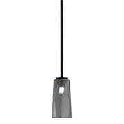 Toltec Atlas 5in 1-Light Mini Pendant | Modern Matte Black and Smoke Bubble Glass | Kitchen Island & Dining Room | 5 x 10 in | Model 4501-MB-292
