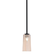 Toltec Atlas 5in 1-Light Mini Pendant | Modern Matte Black and Amber Gradient Glass | Kitchen Island & Dining Room | 5 x 10 in | Model 4501-MB-293