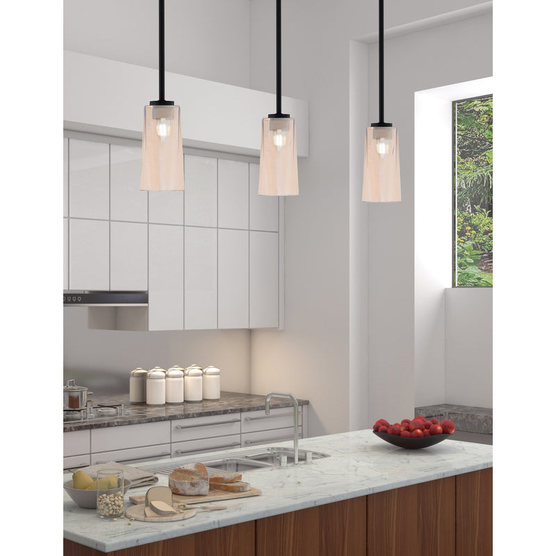 Toltec Atlas 5in 1-Light Mini Pendant | Modern Matte Black and Amber Gradient Glass | Kitchen Island & Dining Room | 5 x 10 in | Model 4501-MB-293
