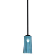 Toltec Atlas 5in 1-Light Mini Pendant | Modern Matte Black and Blue Gradient Glass | Kitchen Island & Dining Room | 5 x 10 in | Model 4501-MB-295
