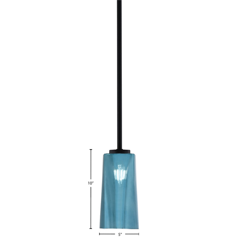 Toltec Atlas 5in 1-Light Mini Pendant | Modern Matte Black and Blue Gradient Glass | Kitchen Island & Dining Room | 5 x 10 in | Model 4501-MB-295