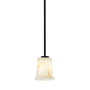 Toltec Atlas 5in 1-Light Mini Pendant | Matte Black and Natural Stone Glass | Kitchen Island & Dining Room | 5 x 6 in | Model 4501-MB-4128