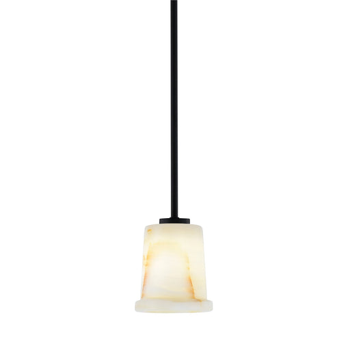 Toltec Atlas 5in 1-Light Mini Pendant | Matte Black and Natural Stone Glass | Kitchen Island & Dining Room | 5 x 6 in | Model 4501-MB-4128