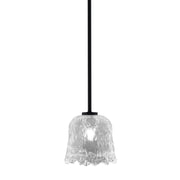 Toltec Atlas 7in 1-Light Mini Pendant | Modern Matte Black and Clear Lava Glass | Kitchen Island & Dining Room | 7 x 7 x 7 in | Model 4501-MB-4230