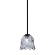 Toltec Atlas 7in 1-Light Mini Pendant | Modern Matte Black and Smoke Lava Glass | Kitchen Island & Dining Room | 7 x 7 x 7 in | Model 4501-MB-4232