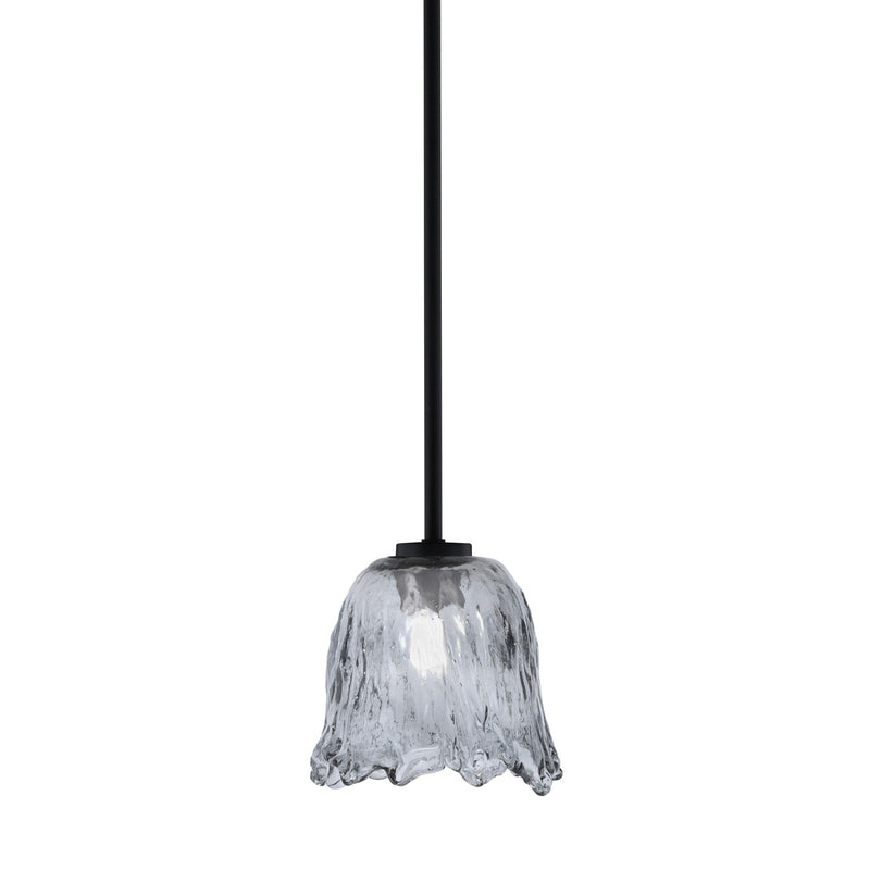 Toltec Atlas 7in 1-Light Mini Pendant | Modern Matte Black and Smoke Lava Glass | Kitchen Island & Dining Room | 7 x 7 x 7 in | Model 4501-MB-4232