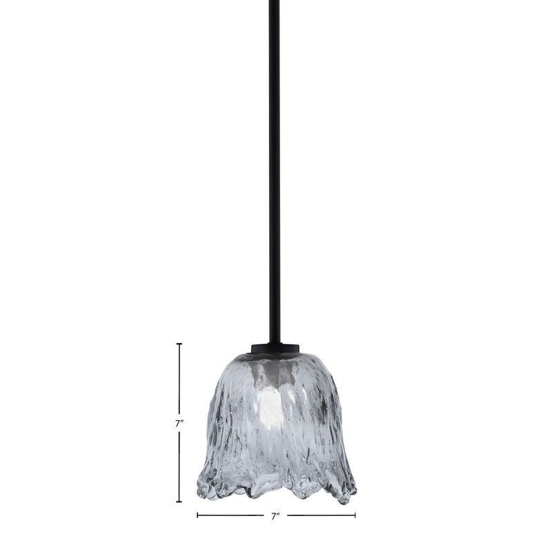 Toltec Atlas 7in 1-Light Mini Pendant | Modern Matte Black and Smoke Lava Glass | Kitchen Island & Dining Room | 7 x 7 x 7 in | Model 4501-MB-4232