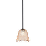 Toltec Atlas 7in 1-Light Mini Pendant | Matte Black and Amber Lava Glass | Kitchen Island & Dining Room | 7 x 7 in | Model 4501-MB-4233