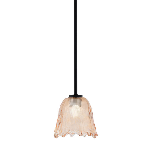 Toltec Atlas 7in 1-Light Mini Pendant | Matte Black and Amber Lava Glass | Kitchen Island & Dining Room | 7 x 7 in | Model 4501-MB-4233