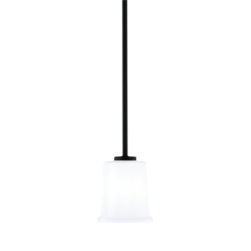 Toltec Atlas 5in 1-Light Mini Pendant | Modern Matte Black and White Opal Glass | Kitchen Island & Dining Room | 5 x 6 in | Model 4501-MB-5031