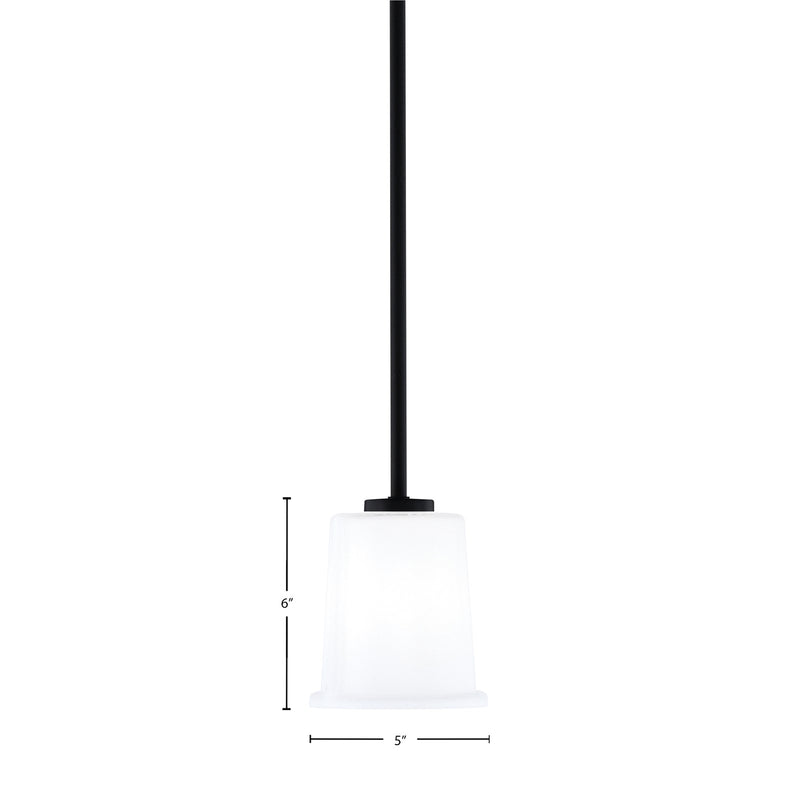 Toltec Atlas 5in 1-Light Mini Pendant | Modern Matte Black and White Opal Glass | Kitchen Island & Dining Room | 5 x 6 in | Model 4501-MB-5031