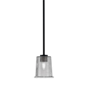 Toltec Atlas 5in 1-Light Mini Pendant | Modern Matte Black and Smoke Bubble Glass | Kitchen Island & Dining Room | 5 x 5 x 6 in | Model 4501-MB-5032