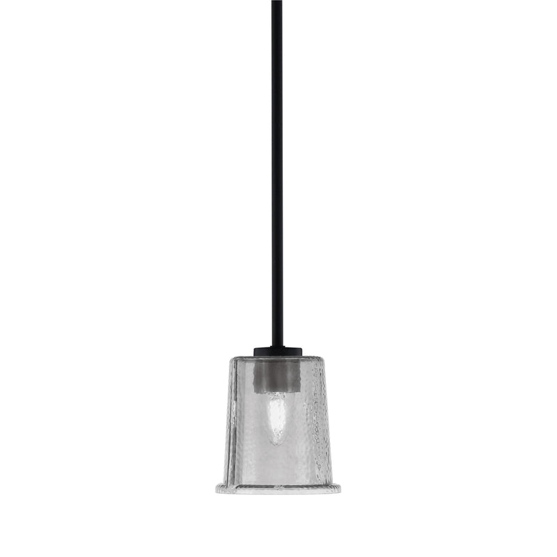 Toltec Atlas 5in 1-Light Mini Pendant | Modern Matte Black and Smoke Bubble Glass | Kitchen Island & Dining Room | 5 x 5 x 6 in | Model 4501-MB-5032