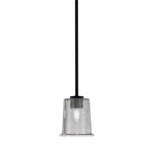 Toltec Atlas 5in 1-Light Mini Pendant | Modern Matte Black and Smoke Bubble Glass | Kitchen Island & Dining Room | 5 x 5 x 6 in | Model 4501-MB-5032