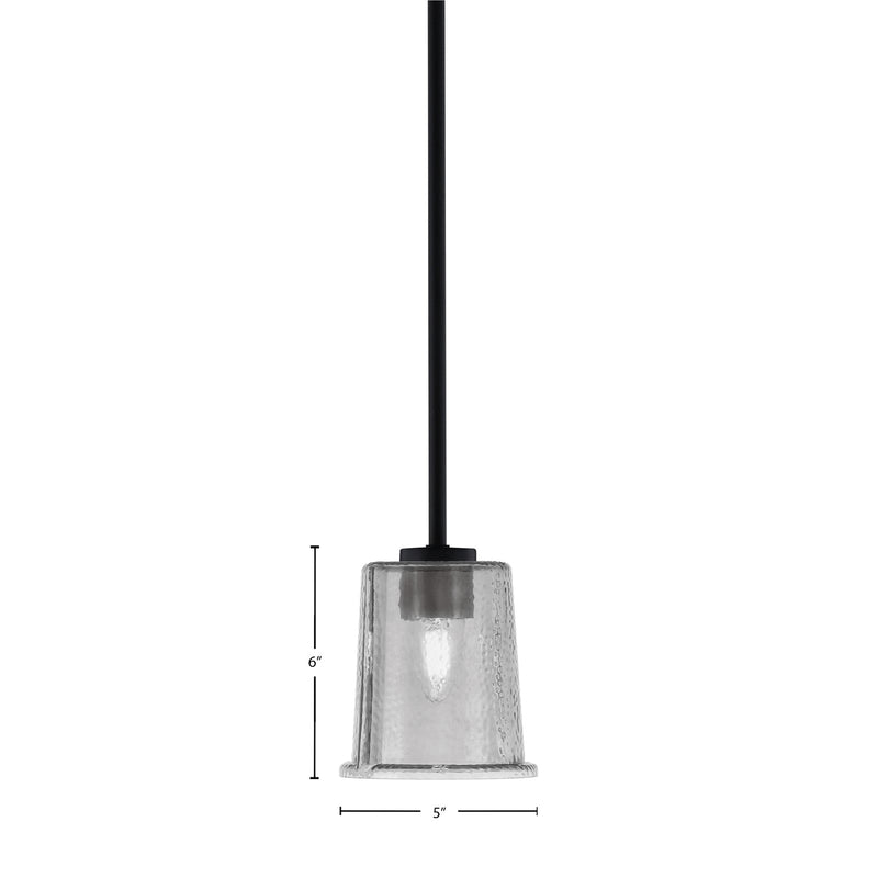 Toltec Atlas 5in 1-Light Mini Pendant | Modern Matte Black and Smoke Bubble Glass | Kitchen Island & Dining Room | 5 x 5 x 6 in | Model 4501-MB-5032