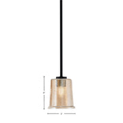 Toltec Atlas 5in 1-Light Mini Pendant | Modern Matte Black and Amber Bubble Glass | Kitchen Island & Dining Room | 5 x 5 x 6 in | Model 4501-MB-5033