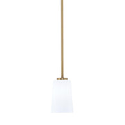 Toltec Atlas 4.5in 1-Light Mini Pendant | New Age Brass and White Opal Glass | Kitchen Island & Dining Room | 4.5 x 6.75 in | Model 4501-NAB-261