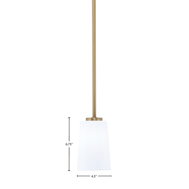 Toltec Atlas 4.5in 1-Light Mini Pendant | New Age Brass and White Opal Glass | Kitchen Island & Dining Room | 4.5 x 6.75 in | Model 4501-NAB-261