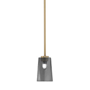 Toltec Atlas 4.5in 1-Light Mini Pendant | New Age Brass and Smoke Bubble Glass | Kitchen Island & Dining Room | 4.5 x 6.75 in | Model 4501-NAB-262