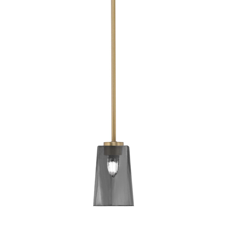 Toltec Atlas 4.5in 1-Light Mini Pendant | New Age Brass and Smoke Bubble Glass | Kitchen Island & Dining Room | 4.5 x 6.75 in | Model 4501-NAB-262