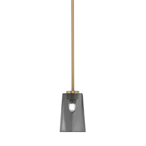 Toltec Atlas 4.5in 1-Light Mini Pendant | New Age Brass and Smoke Bubble Glass | Kitchen Island & Dining Room | 4.5 x 6.75 in | Model 4501-NAB-262