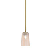 Toltec Atlas 4.5in 1-Light Mini Pendant | New Age Brass and Amber Gradient Glass | Kitchen Island & Dining Room | 4.5 x 6.75 in | Model 4501-NAB-263