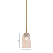 Toltec Atlas 4.5in 1-Light Mini Pendant | New Age Brass and Amber Gradient Glass | Kitchen Island & Dining Room | 4.5 x 6.75 in | Model 4501-NAB-263