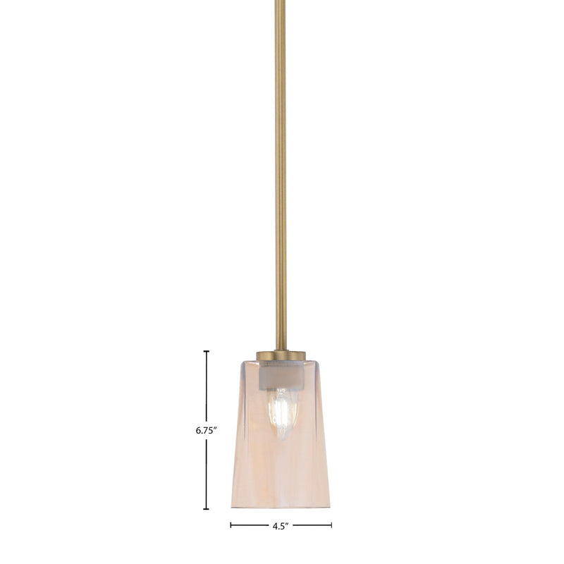 Toltec Atlas 4.5in 1-Light Mini Pendant | New Age Brass and Amber Gradient Glass | Kitchen Island & Dining Room | 4.5 x 6.75 in | Model 4501-NAB-263