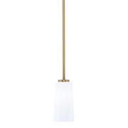 Toltec Atlas 5in 1-Light Mini Pendant | New Age Brass and White Opal Glass | Kitchen Island & Dining Room | 5 x 10 in | Model 4501-NAB-291