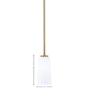 Toltec Atlas 5in 1-Light Mini Pendant | New Age Brass and White Opal Glass | Kitchen Island & Dining Room | 5 x 10 in | Model 4501-NAB-291