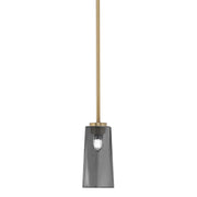 Toltec Atlas 5in 1-Light Mini Pendant | New Age Brass and Smoke Bubble Glass | Kitchen Island & Dining Room | 5 x 10 in | Model 4501-NAB-292
