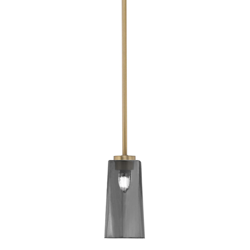 Toltec Atlas 5in 1-Light Mini Pendant | New Age Brass and Smoke Bubble Glass | Kitchen Island & Dining Room | 5 x 10 in | Model 4501-NAB-292