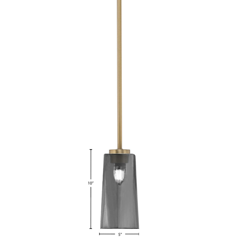 Toltec Atlas 5in 1-Light Mini Pendant | New Age Brass and Smoke Bubble Glass | Kitchen Island & Dining Room | 5 x 10 in | Model 4501-NAB-292