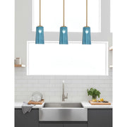 Toltec Atlas 5in 1-Light Mini Pendant | New Age Brass and Blue Gradient Glass | Kitchen Island & Dining Room | 5 x 10 in | Model 4501-NAB-295