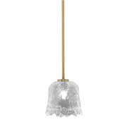 Toltec Atlas 7in 1-Light Mini Pendant | New Age Brass and Clear Lava Glass | Kitchen Island & Dining Room | 7 x 7 x 7 in | Model 4501-NAB-4230