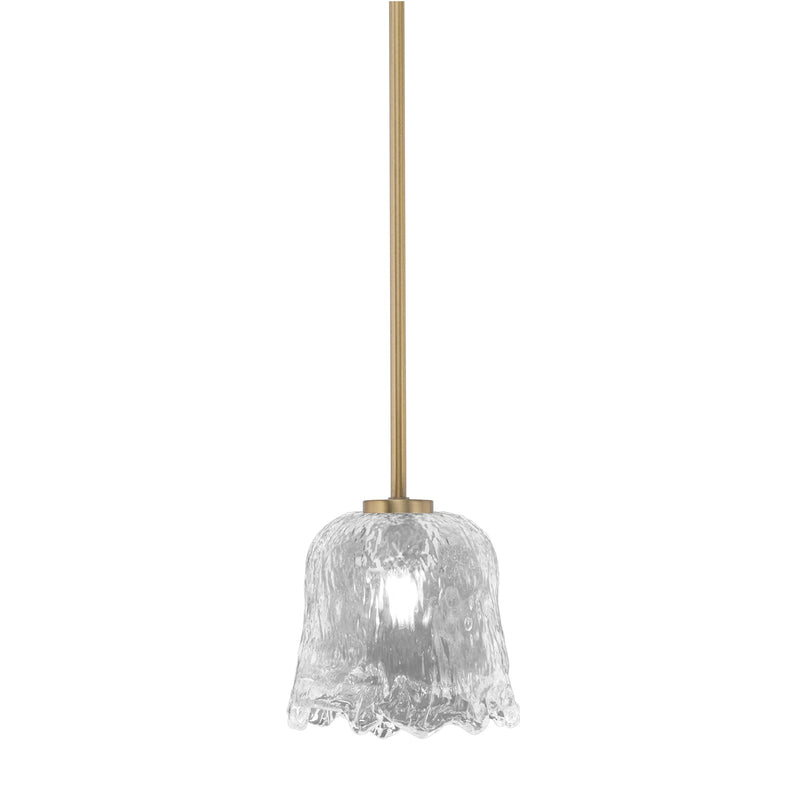 Toltec Atlas 7in 1-Light Mini Pendant | New Age Brass and Clear Lava Glass | Kitchen Island & Dining Room | 7 x 7 x 7 in | Model 4501-NAB-4230