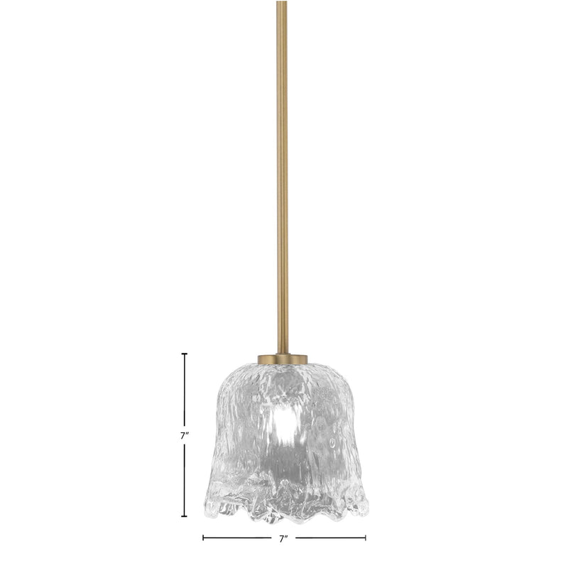 Toltec Atlas 7in 1-Light Mini Pendant | New Age Brass and Clear Lava Glass | Kitchen Island & Dining Room | 7 x 7 x 7 in | Model 4501-NAB-4230