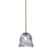 Toltec Atlas 7in 1-Light Mini Pendant | New Age Brass and Smoke Lava Glass | Kitchen Island & Dining Room | 7 x 7 x 7 in | Model 4501-NAB-4232
