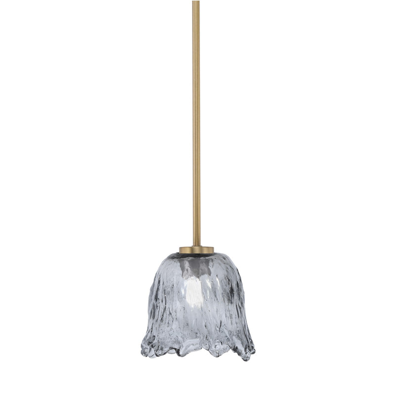 Toltec Atlas 7in 1-Light Mini Pendant | New Age Brass and Smoke Lava Glass | Kitchen Island & Dining Room | 7 x 7 x 7 in | Model 4501-NAB-4232