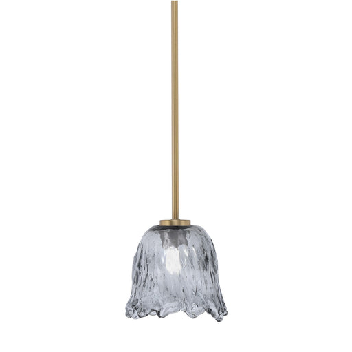 Toltec Atlas 7in 1-Light Mini Pendant | New Age Brass and Smoke Lava Glass | Kitchen Island & Dining Room | 7 x 7 x 7 in | Model 4501-NAB-4232