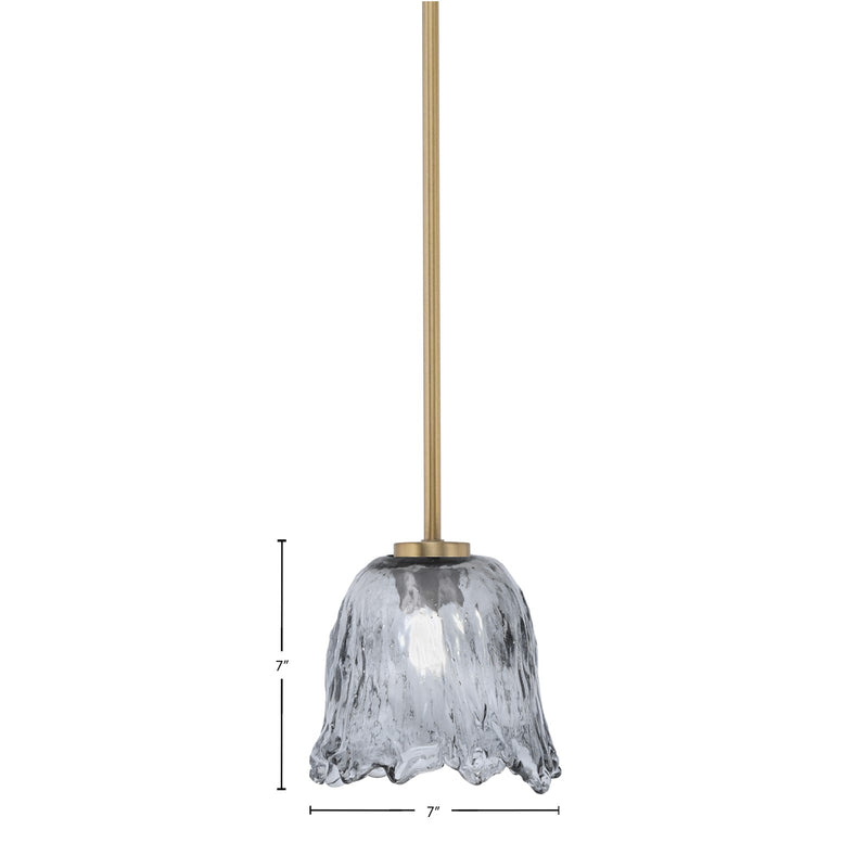 Toltec Atlas 7in 1-Light Mini Pendant | New Age Brass and Smoke Lava Glass | Kitchen Island & Dining Room | 7 x 7 x 7 in | Model 4501-NAB-4232