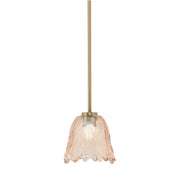Toltec Atlas 7in 1-Light Mini Pendant | New Age Brass and Amber Lava Glass | Kitchen Island & Dining Room | 7 x 7 x 7 in | Model 4501-NAB-4233