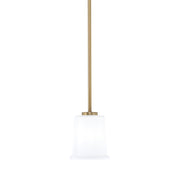 Toltec Atlas 5in 1-Light Mini Pendant | New Age Brass and White Opal Glass | Kitchen Island & Dining Room | 5 x 6 in | Model 4501-NAB-5031