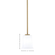 Toltec Atlas 5in 1-Light Mini Pendant | New Age Brass and White Opal Glass | Kitchen Island & Dining Room | 5 x 6 in | Model 4501-NAB-5031