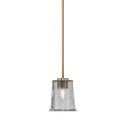 Toltec Atlas 5in 1-Light Mini Pendant | New Age Brass and Smoke Bubble Glass | Kitchen Island & Dining Room | 5 x 6 in | Model 4501-NAB-5032